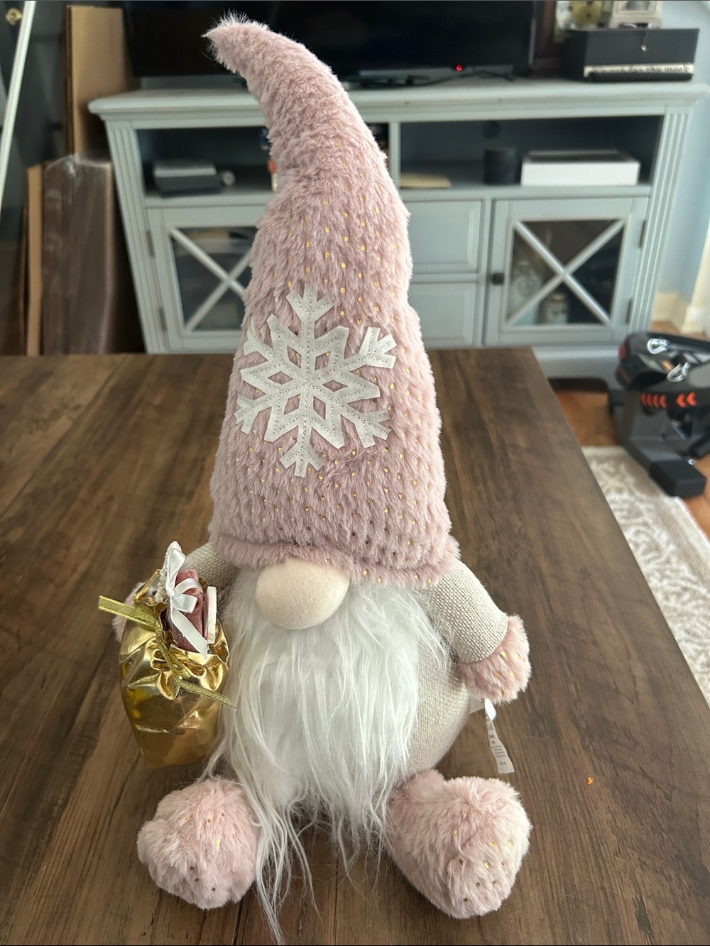 Holiday Pink Snowflake Gnome